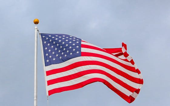 American flag waving symbolizing US citizens who retire in Morocco.